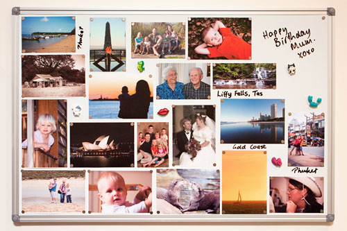 900x600mm whiteboard filled with photos