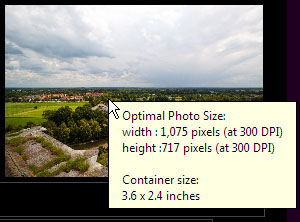 popup showing required image size