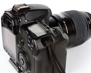 larks head knot on the camera