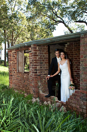 posing in an old house