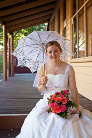 bride with parasol