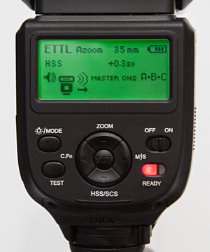 LCD of the Phottix Mitros flash
