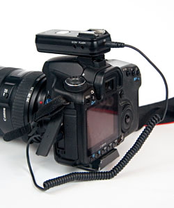 using the Strato Trigger as a wireless shutter release, with receiver connected to camera via shutter release cable