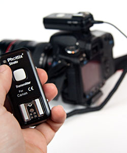 using the Strato Trigger as a wireless shutter release, with transmitter used to remotely trigger the shutter