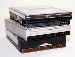 a stack of HDDs