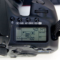 top LCD screen on a Canon 50D