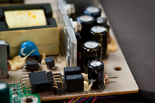 figure 13: the cause of the issue - bulging electrolytic capacitors