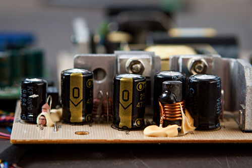 figure 14: side view showing the bulging capacitors