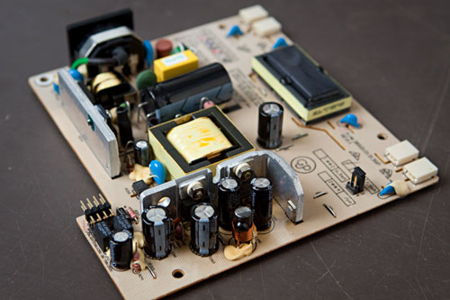 figure 16: the PSU PCB with replacement capacitors installed