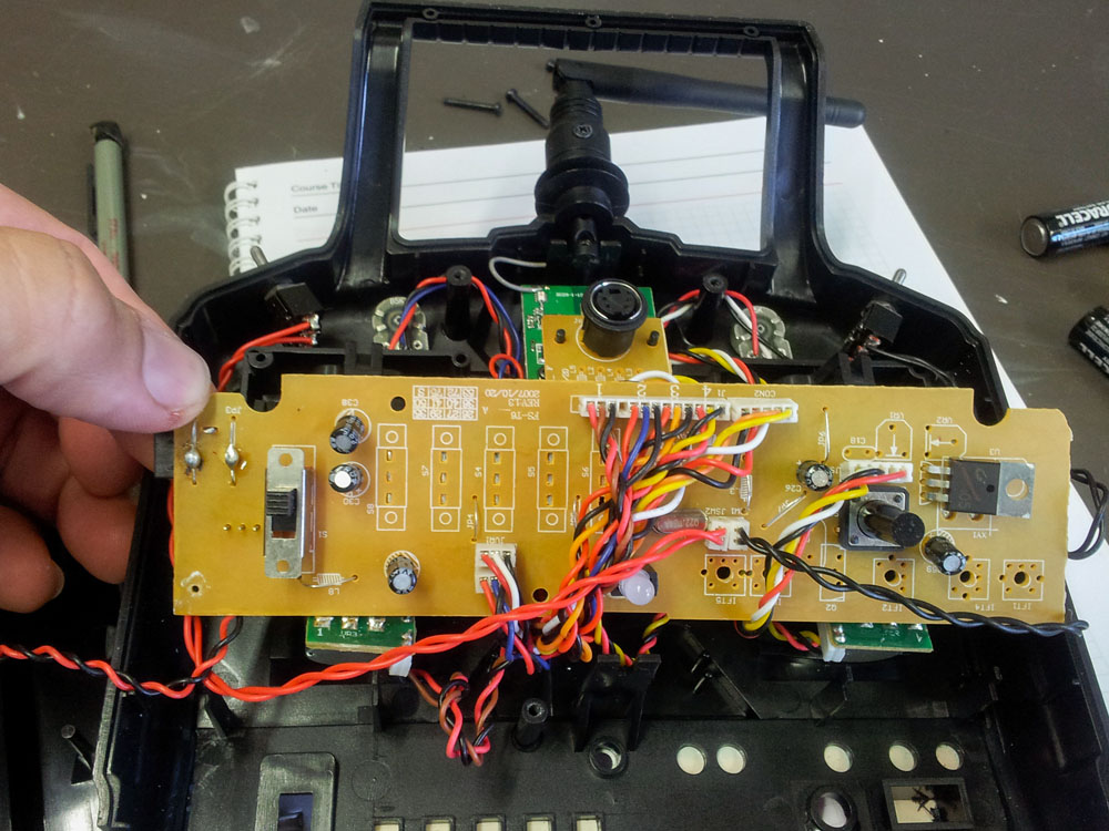 inside the original transmitter: other side of the main PCB