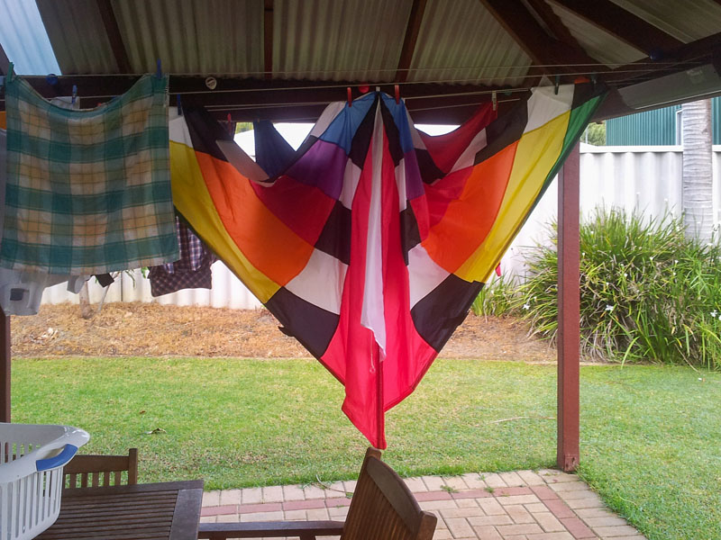 9' Levitation Delta kite hanging out to dry