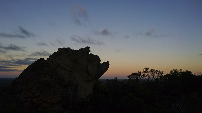 sunrise behind Dog Rock