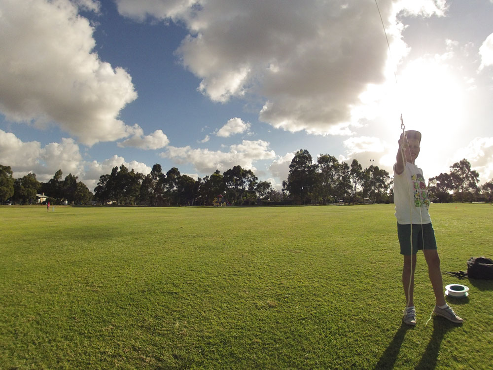 Nick holding the kite line
