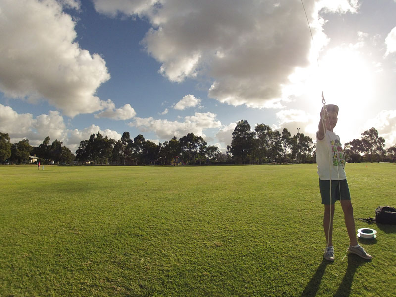 Nick holding the kite line