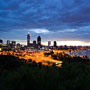 Perth city lights at dawn