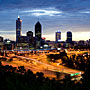 Perth city lights at dawn