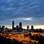 Perth city lights at dawn