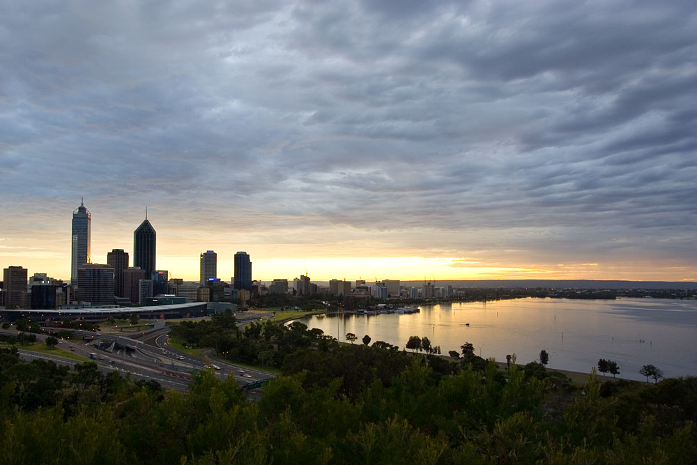 Perth city after sunrise