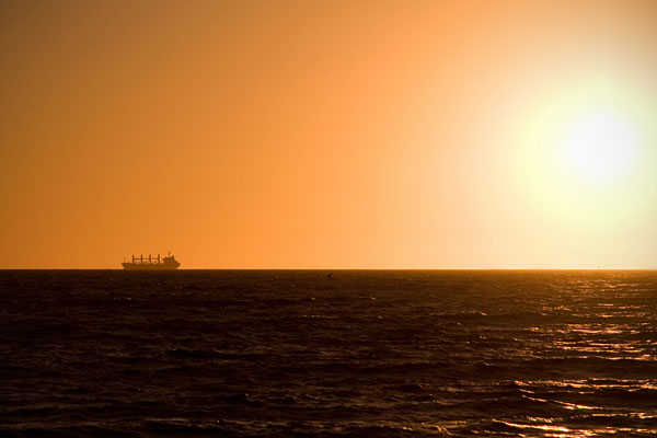 ship silhouette at sunset