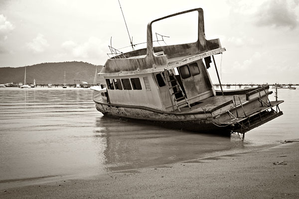 aground