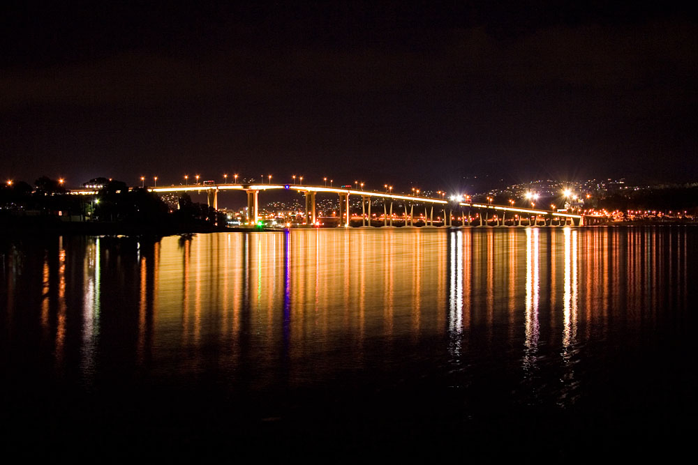 Tasman Bridge at night