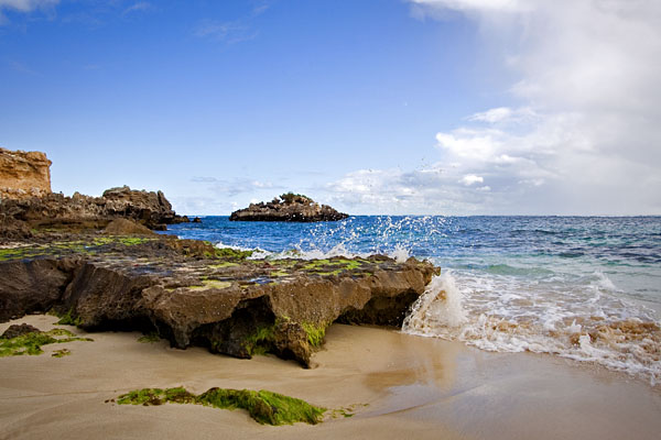 waves breaking on the rocks