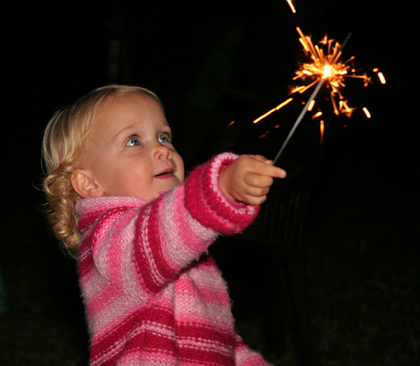 Olivia with a sparkler