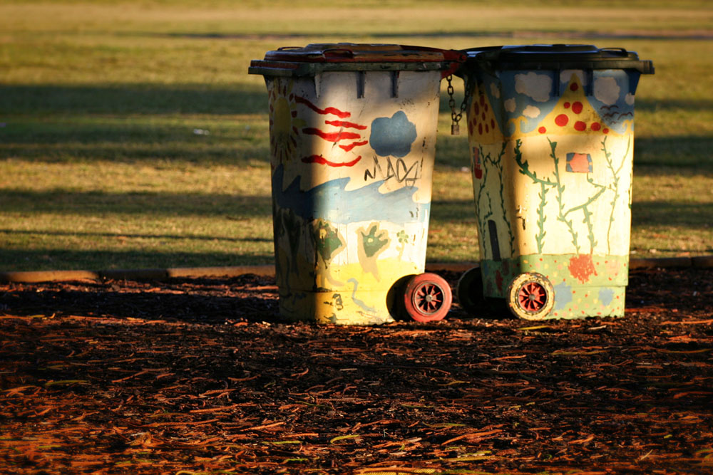 colourful rubbish bins