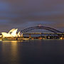 Sydney Opera House and Harbour Bridge before dawn