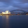 Sydney Opera House and Harbour Bridge before dawn