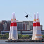 the Red Bull chopper going through the course