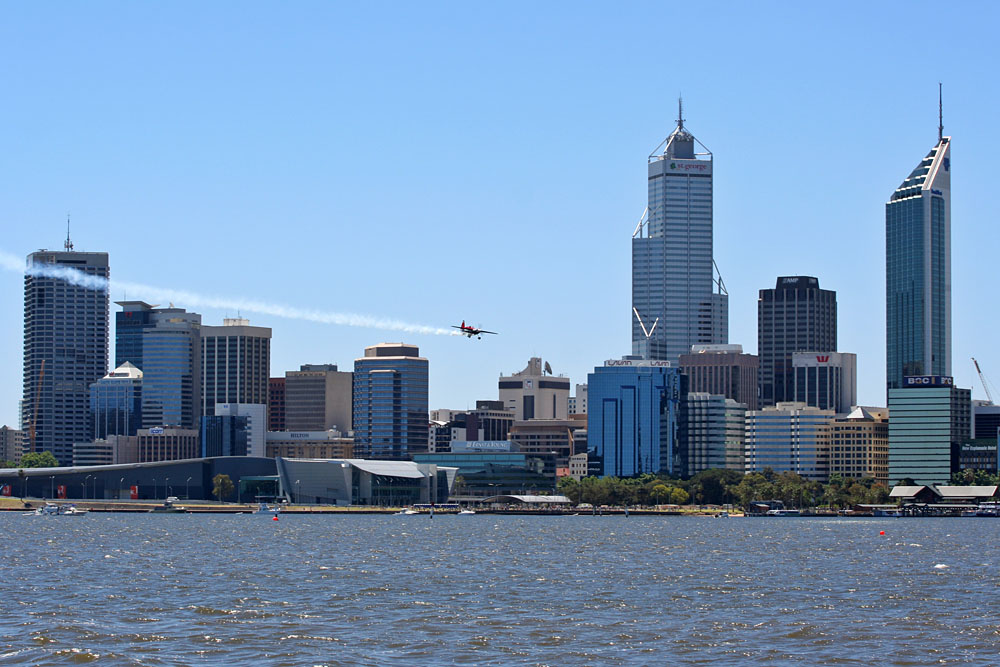 the Perth skyline as the backdrop