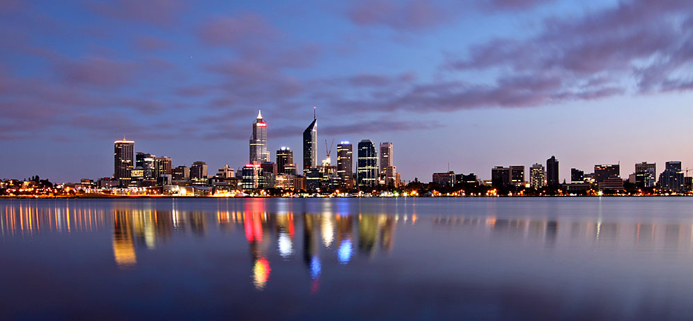 Perth skyline before dawn