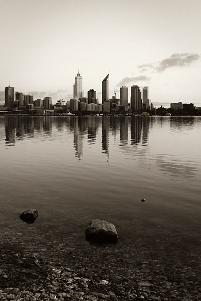 Perth City Skyline in duotone