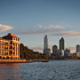 Swan Brewery and city of Perth at sunrise