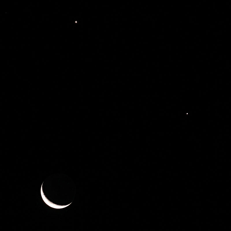 the Moon, Venus and Jupiter