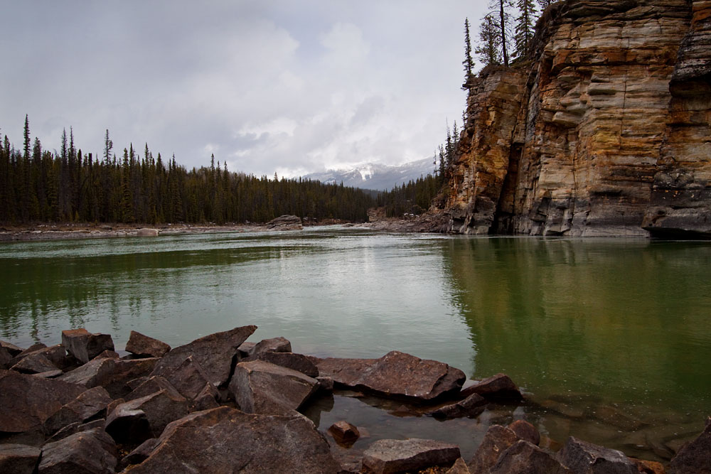 the pool below Athabasca Falls