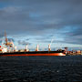 a ship being loaded with scrap metal