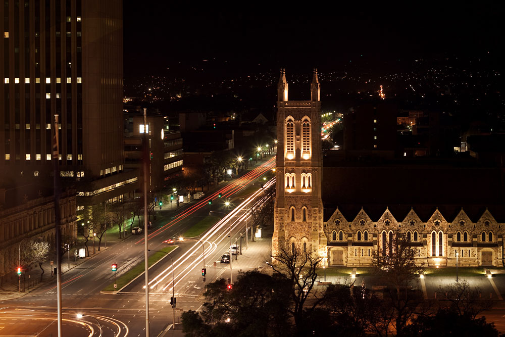 view from my hotel window at night