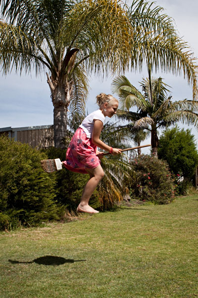 levitating on a broom