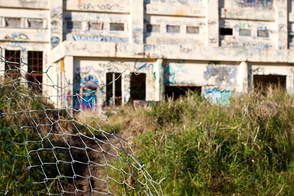 the old Fremantle Power Station, all fenced off
