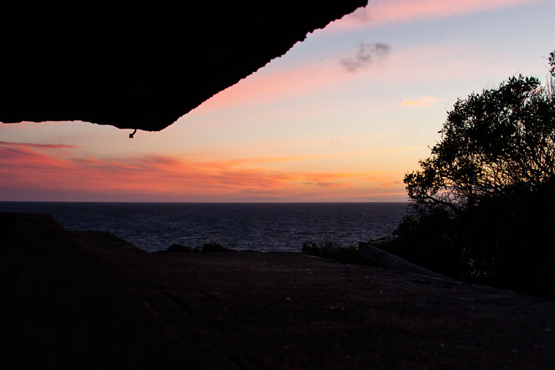 sunset, as seen from inside the Observation Post