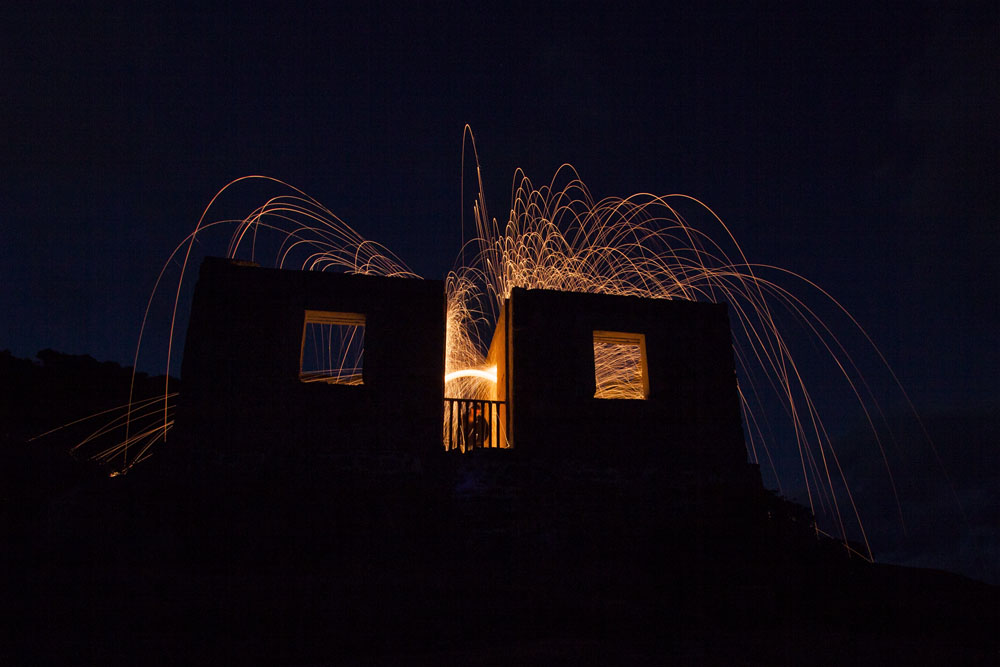 steel wool spinning in the lighthouse keeper's house