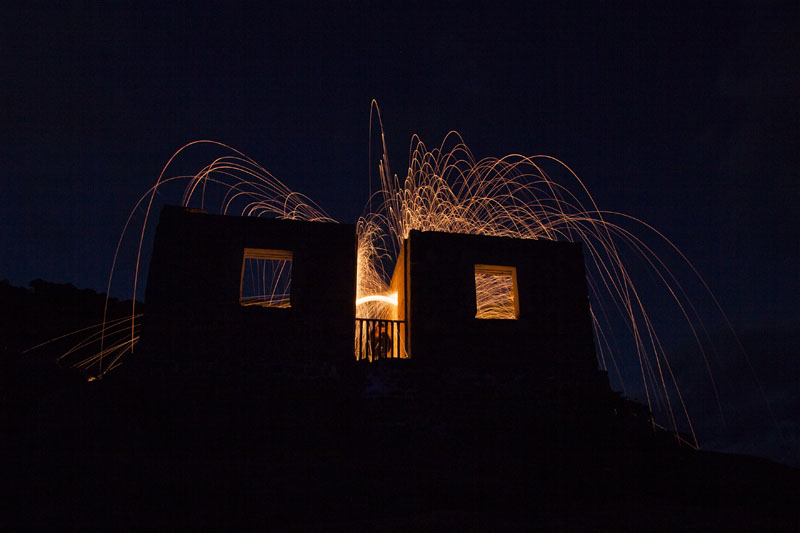 steel wool spinning in the lighthouse keepers house