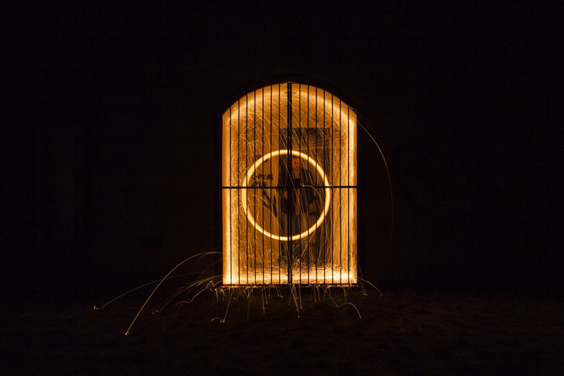 steel wool spinning in the old WWII bunkers