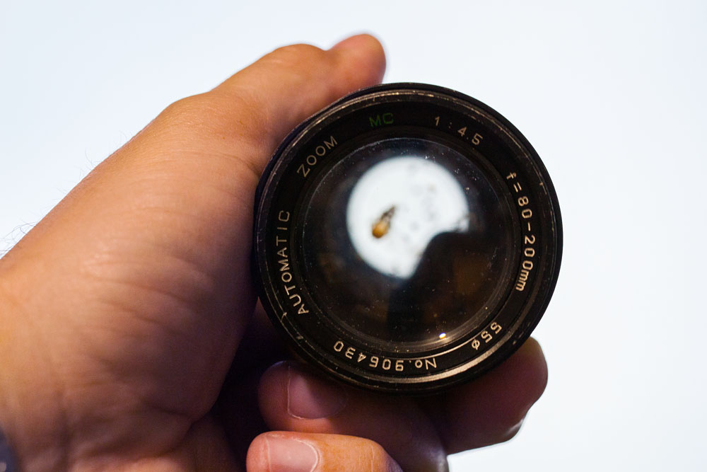 looking through the front of the lens