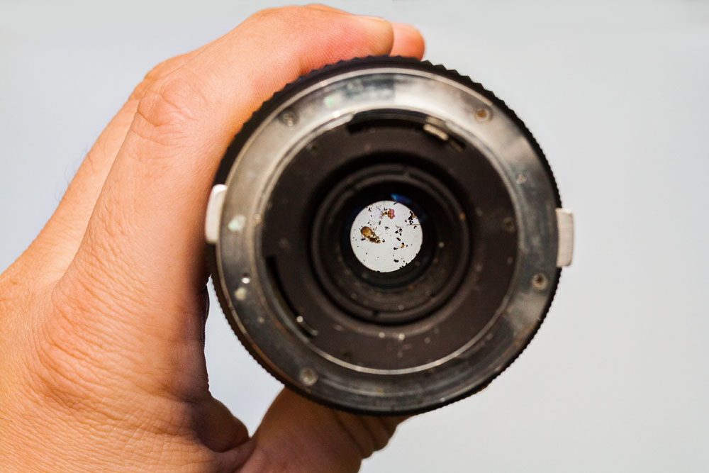 looking through the rear of the lens