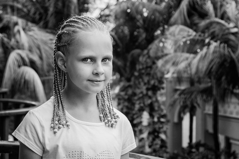 Samantha showing off her braids