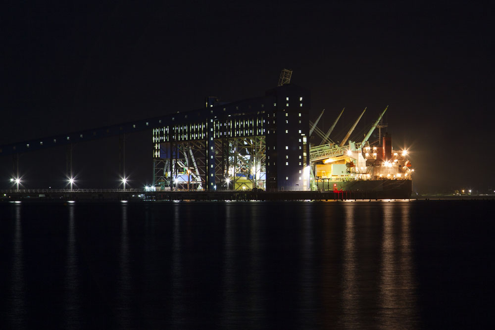 loading a ship at the Kwinana Grain Terminal Wharf