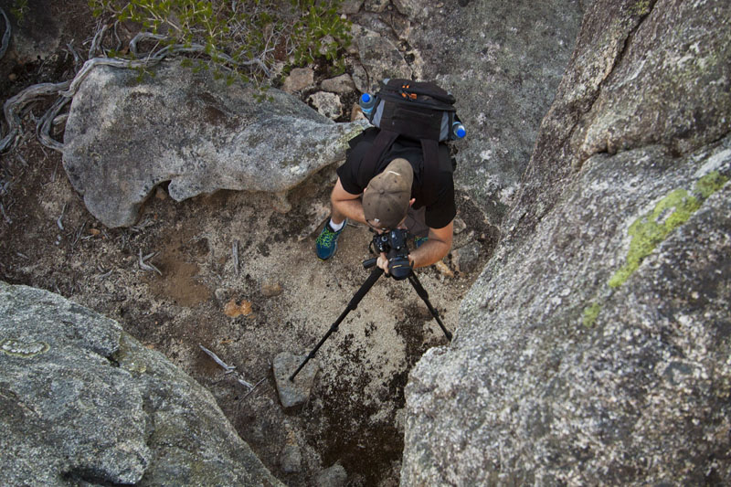 top view of a photographer in action